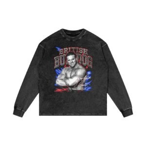 Acid Wash Oversize Long Sleeve British Bulldog 2002 T-Shirt