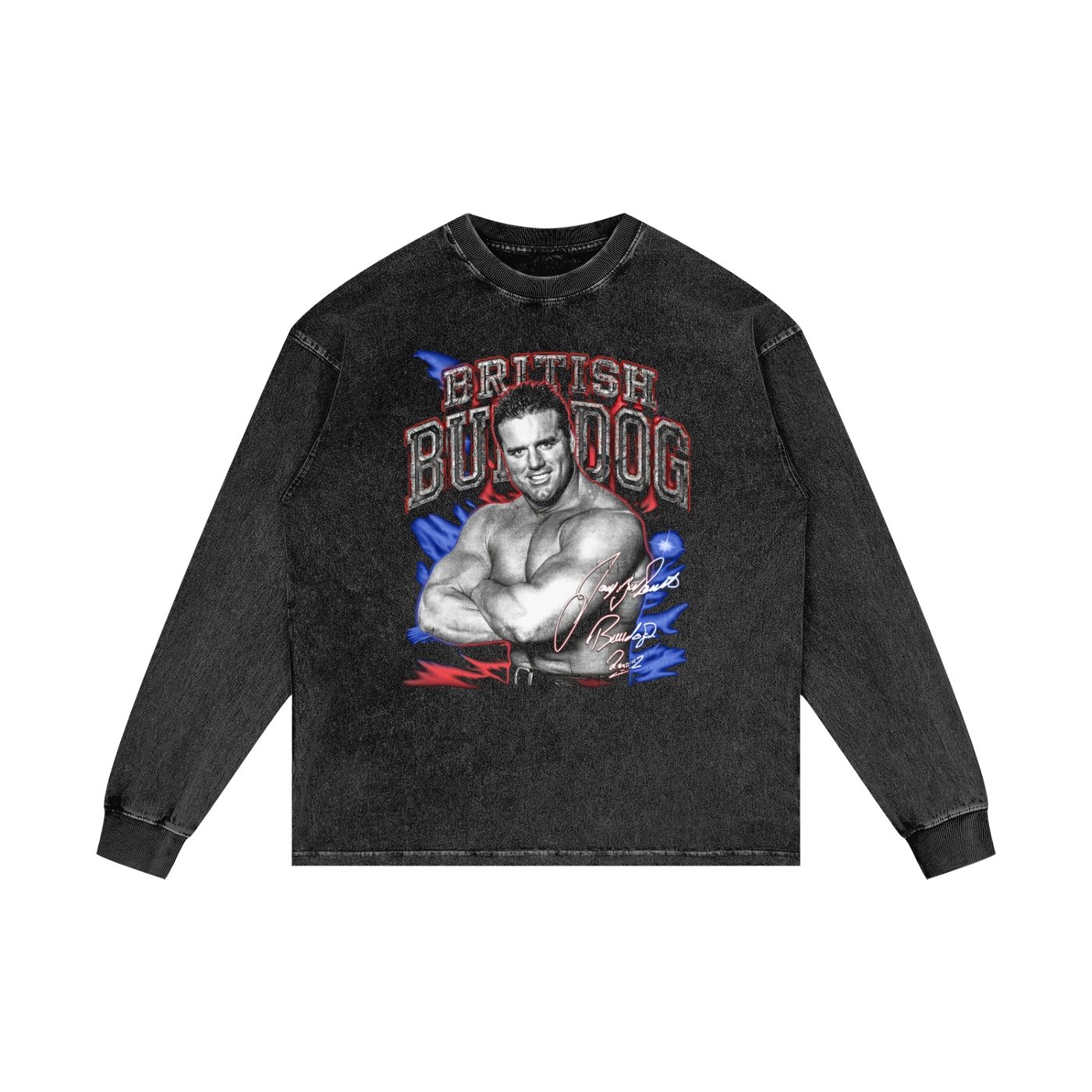 Acid Wash Oversize Long Sleeve British Bulldog 2002 T-Shirt