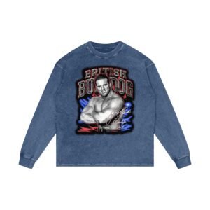 Acid Wash Oversize Long Sleeve multi colored British Bulldog 2002 T-Shirt