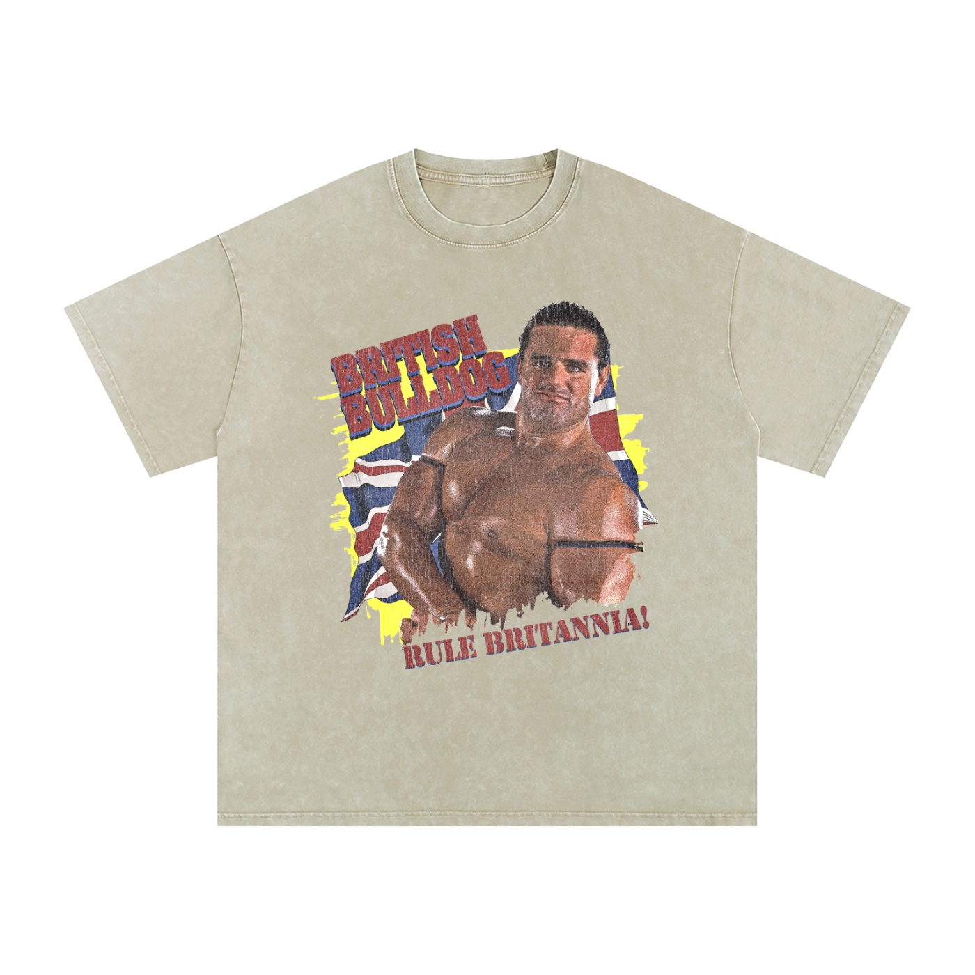 Washed Oversized Cotton “Rule Britannia” Yellow Background T-Shirt - Image 22