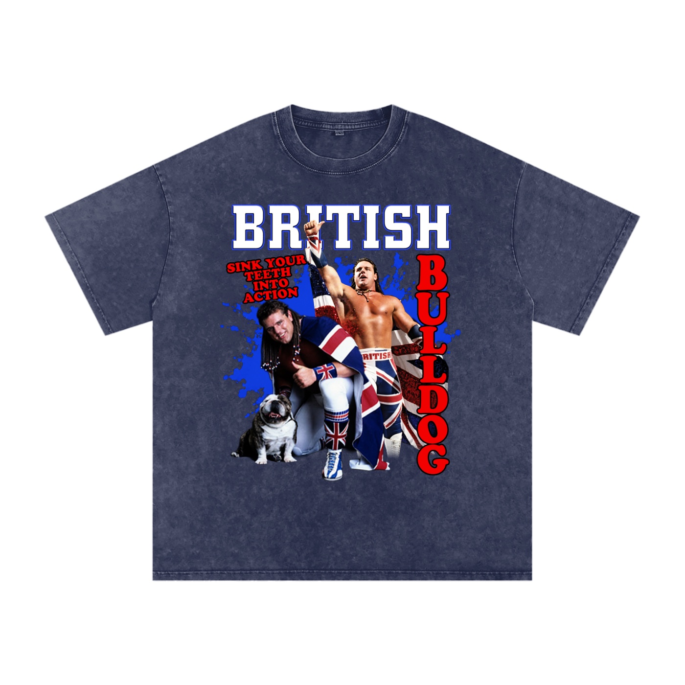 Snow Washed Oversized Cotton “Sink Your Teeth Into Action” T-Shirt - Image 6