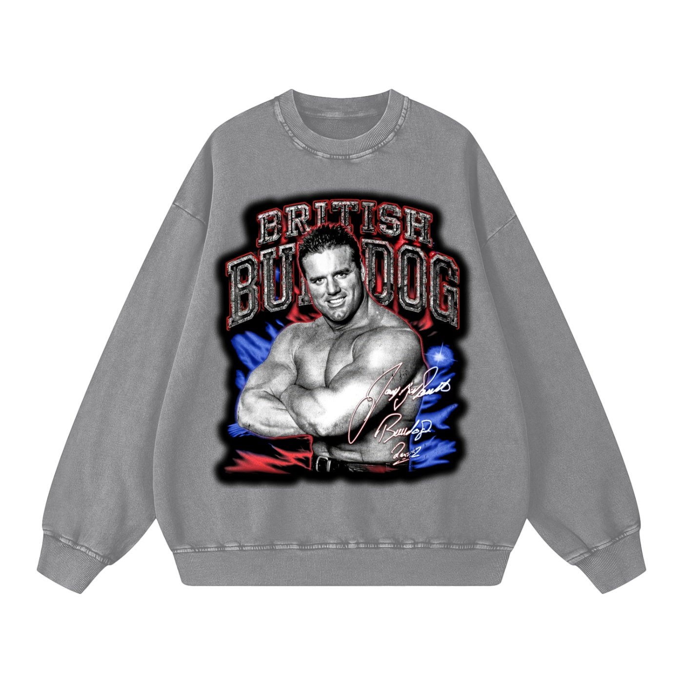 Washed Oversized multi colored British Bulldog 2002 Sweatshirt - Image 5
