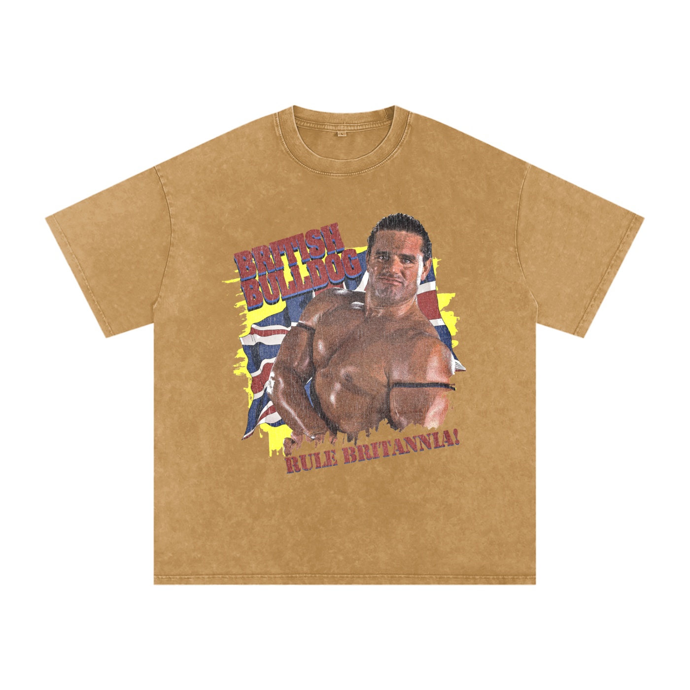 Washed Oversized Cotton “Rule Britannia” Yellow Background T-Shirt - Image 11