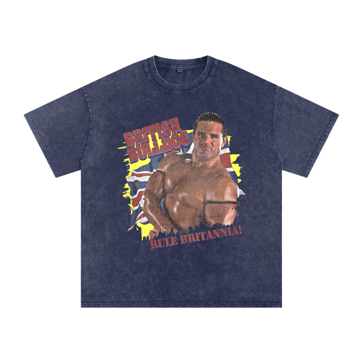 Washed Oversized Cotton “Rule Britannia” Yellow Background T-Shirt - Image 17
