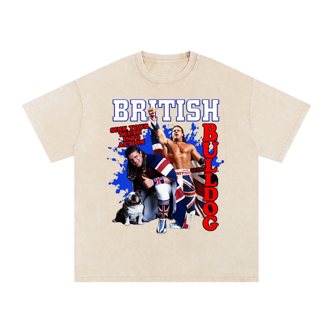 Snow Washed Oversized Cotton “Sink Your Teeth Into Action” T-Shirt - Image 3