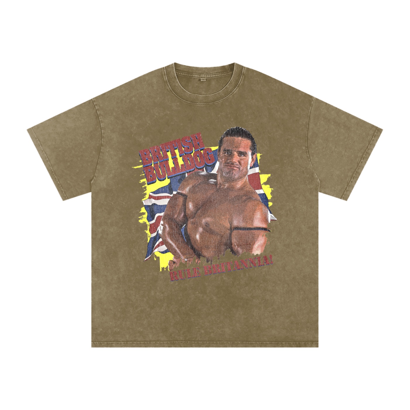 Washed Oversized Cotton “Rule Britannia” Yellow Background T-Shirt - Image 19