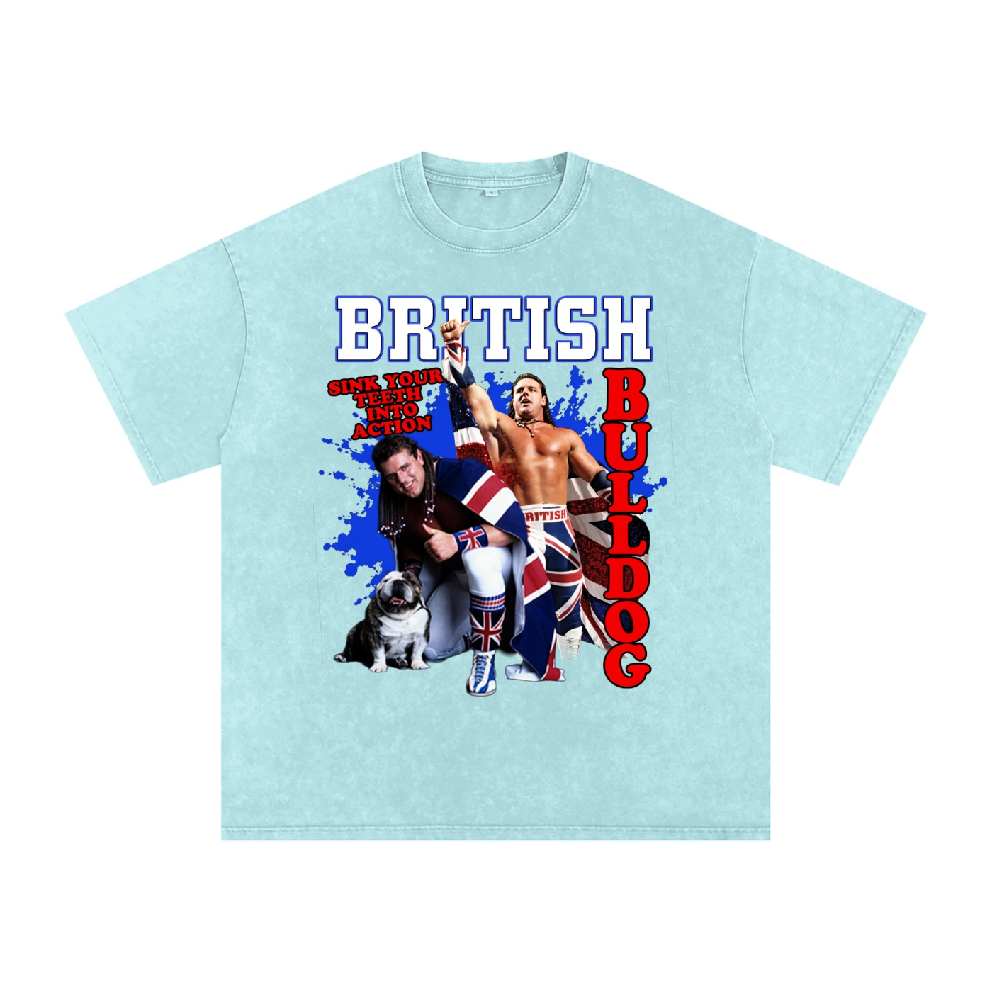 Snow Washed Oversized Cotton “Sink Your Teeth Into Action” T-Shirt - Image 2