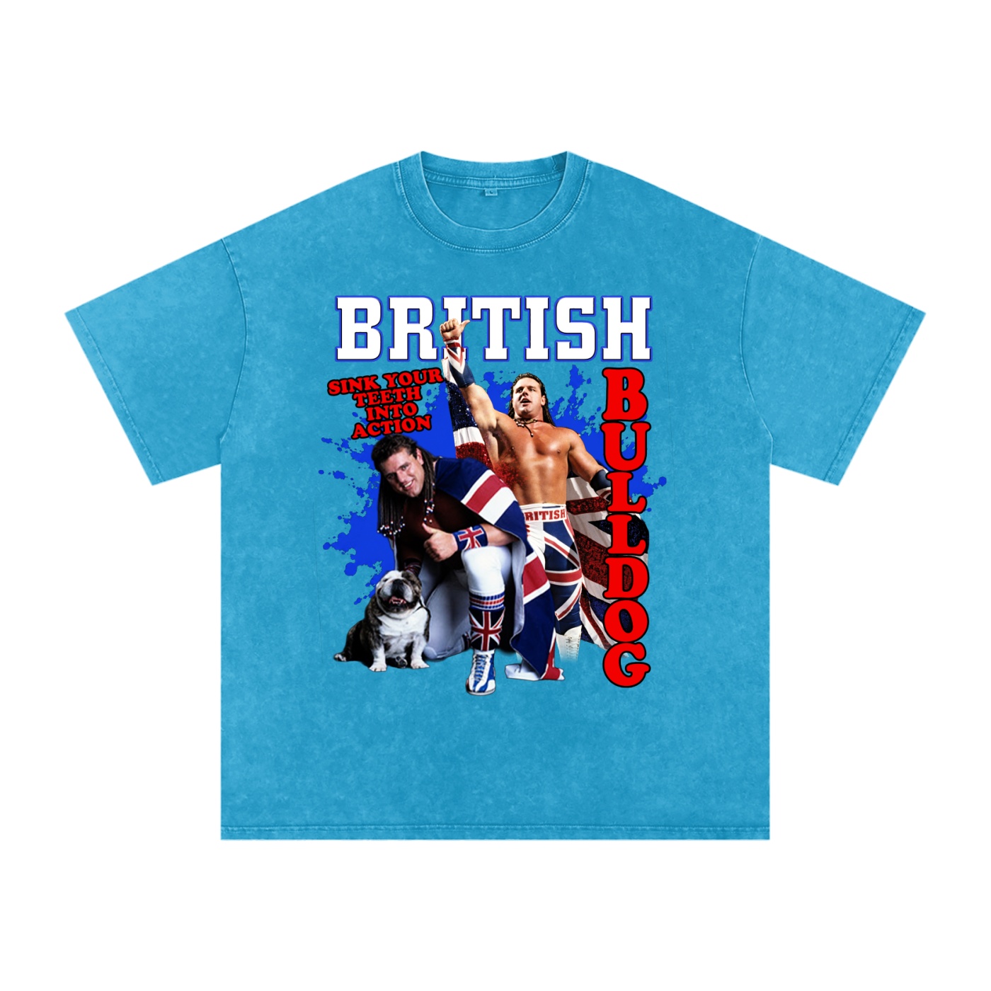 Snow Washed Oversized Cotton “Sink Your Teeth Into Action” T-Shirt - Image 5