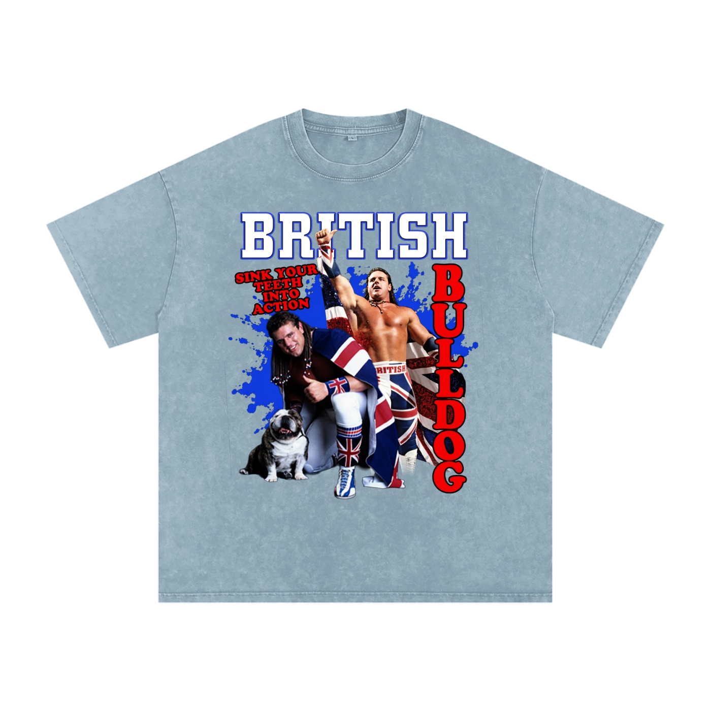 Snow Washed Oversized Cotton “Sink Your Teeth Into Action” T-Shirt - Image 9