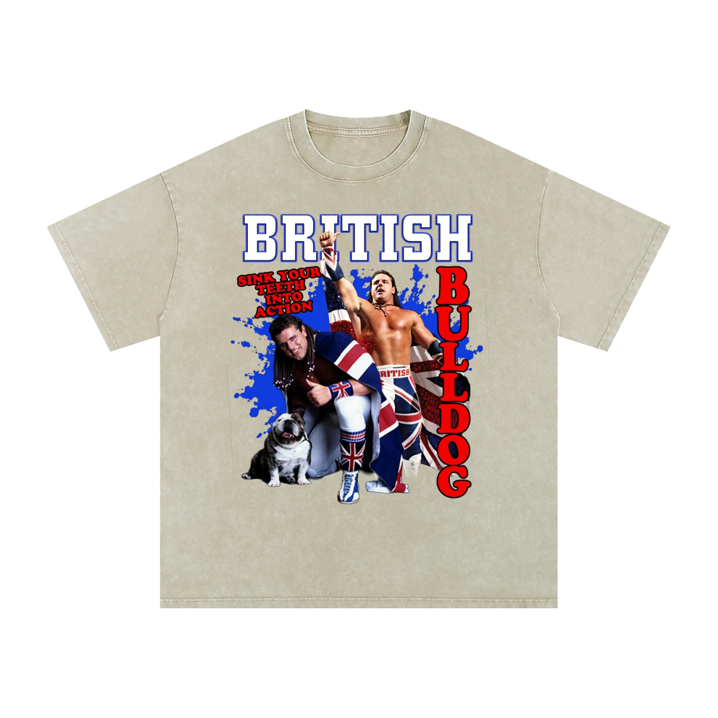 Snow Washed Oversized Cotton “Sink Your Teeth Into Action” T-Shirt - Image 11