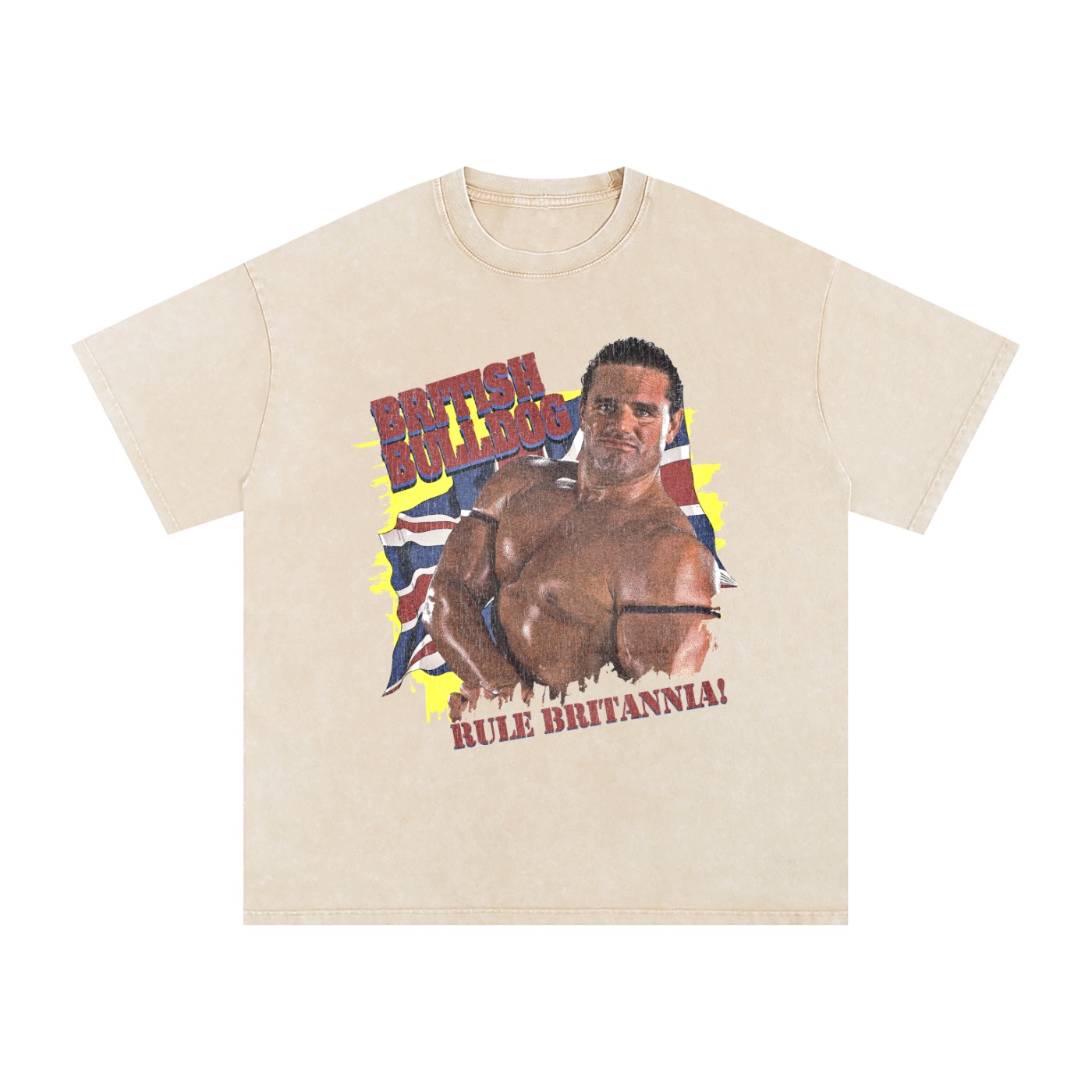 Washed Oversized Cotton “Rule Britannia” Yellow Background T-Shirt - Image 3