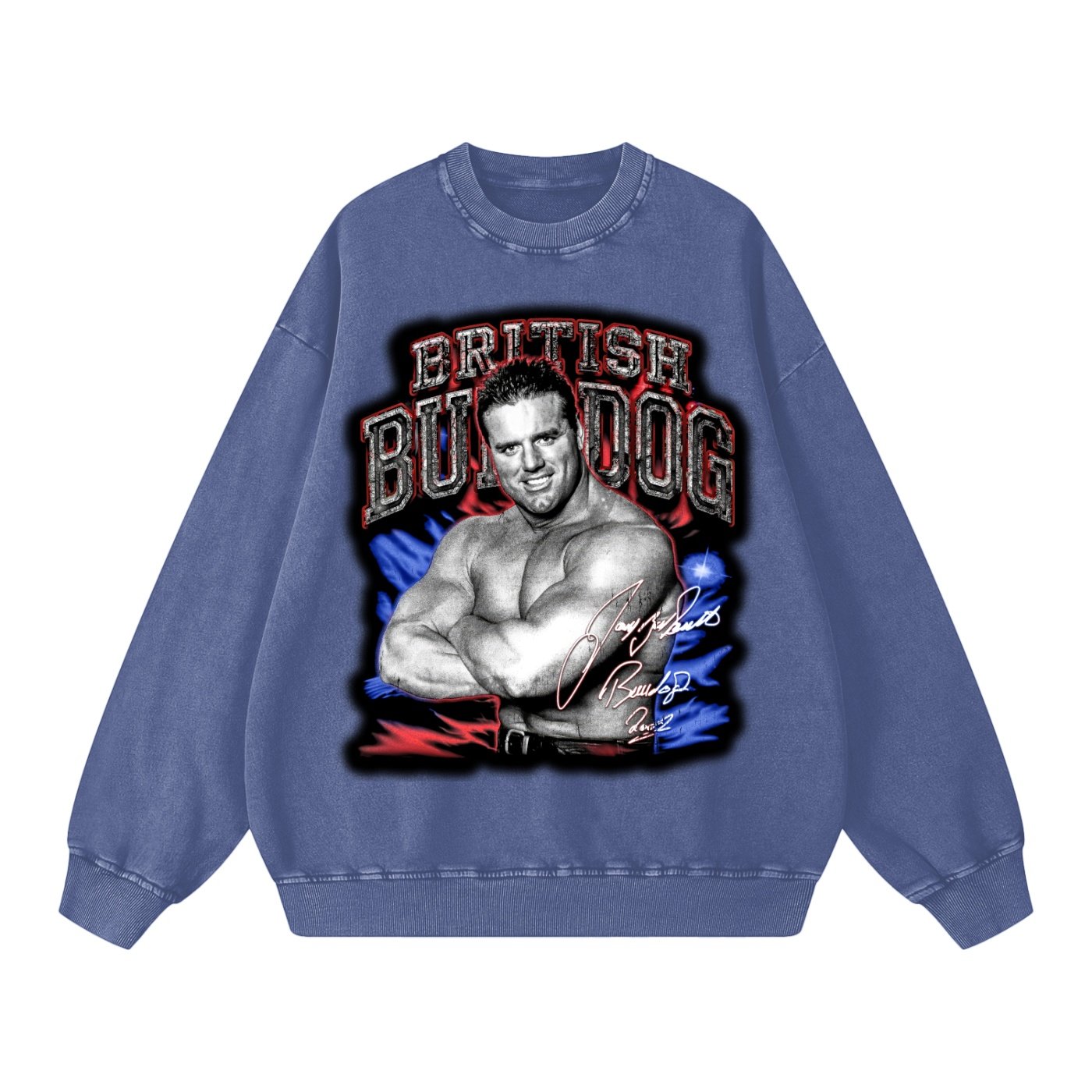 Washed Oversized multi colored British Bulldog 2002 Sweatshirt - Image 13