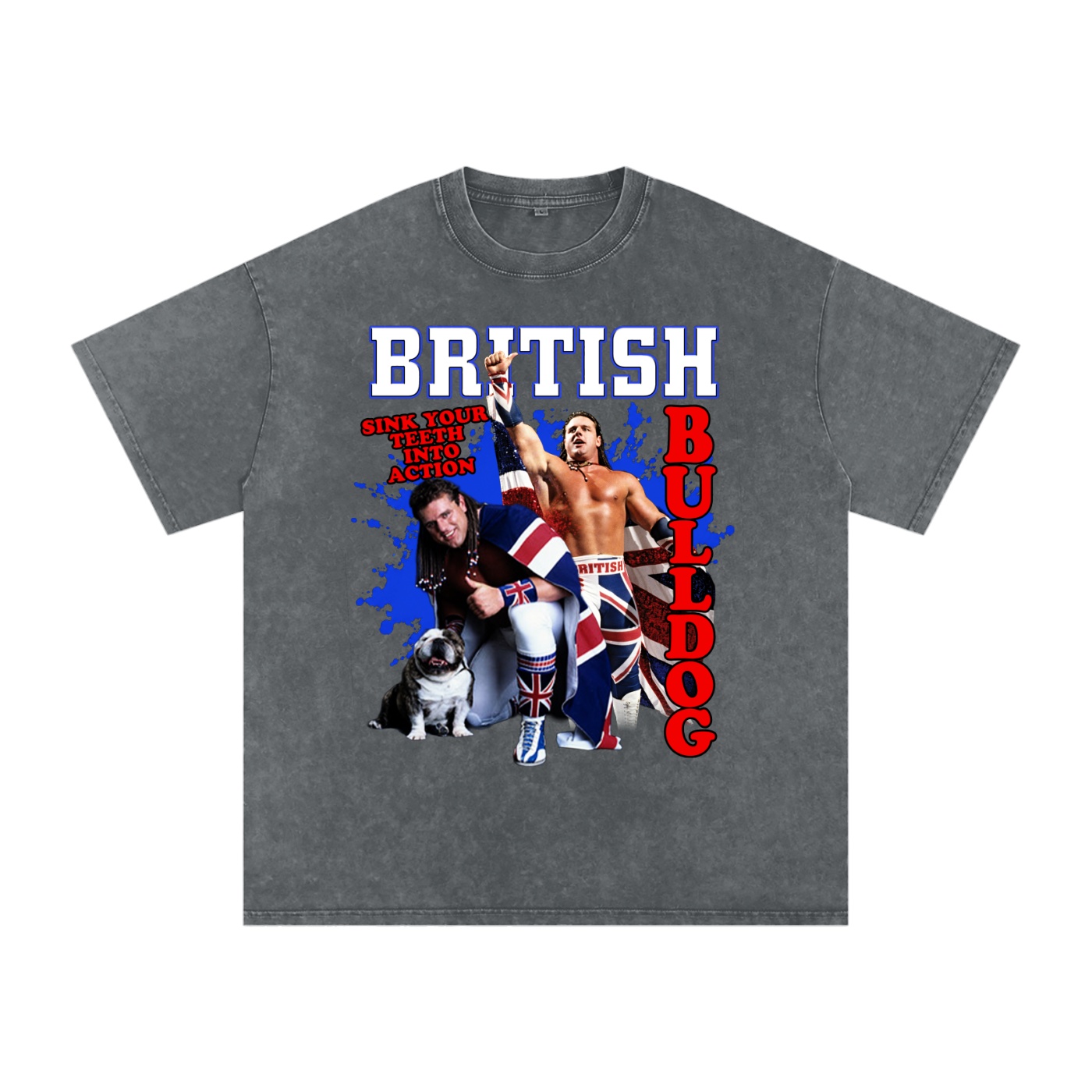 Snow Washed Oversized Cotton “Sink Your Teeth Into Action” T-Shirt - Image 7