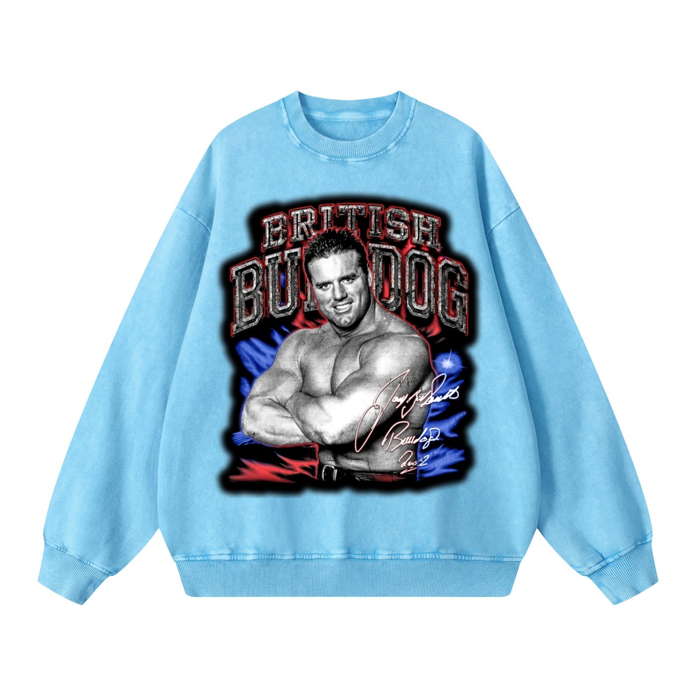 Washed Oversized multi colored British Bulldog 2002 Sweatshirt - Image 9