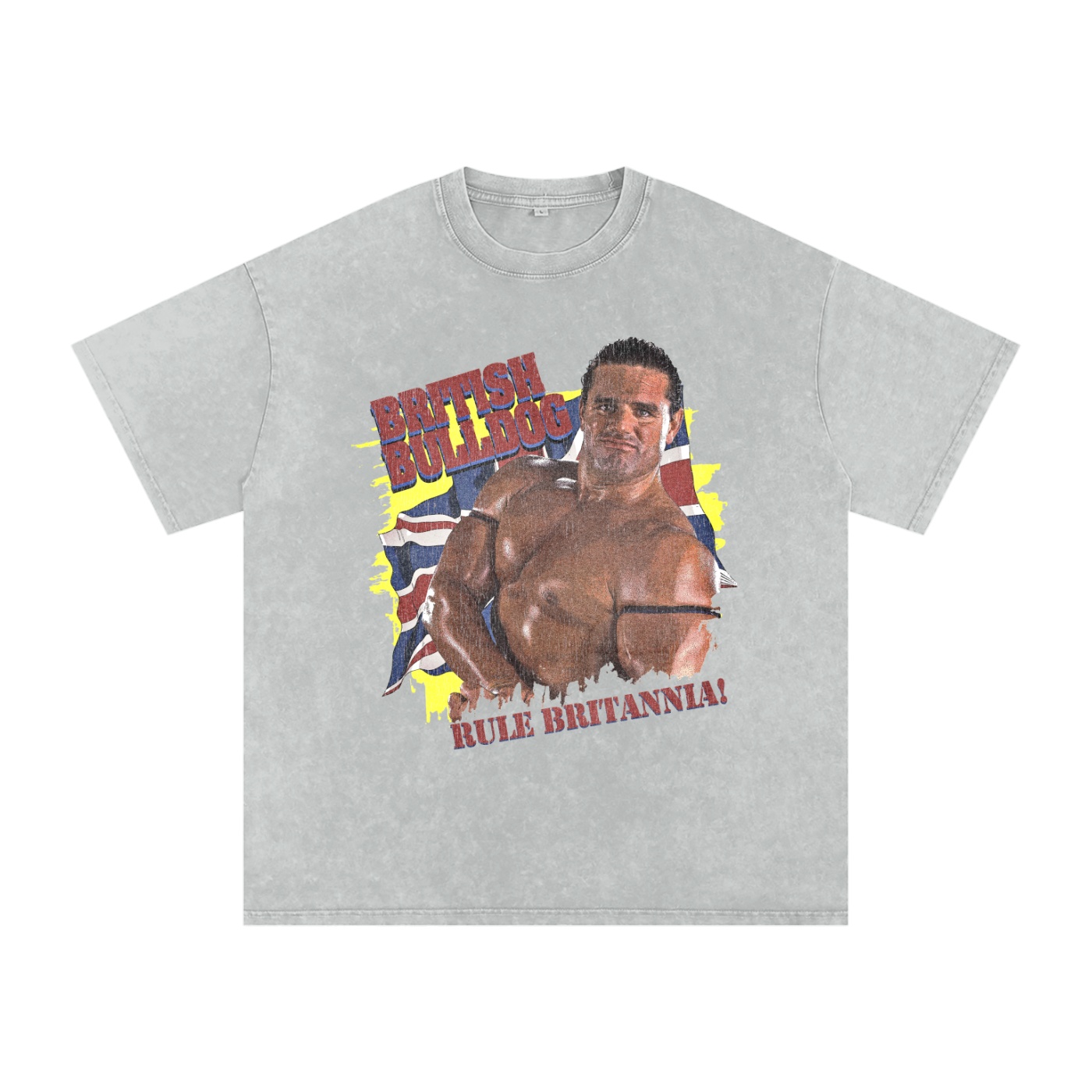 Washed Oversized Cotton “Rule Britannia” Yellow Background T-Shirt - Image 4